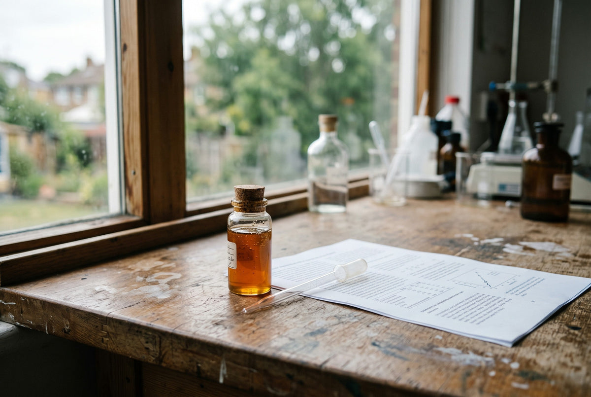 Laboratory bench with a honey sample